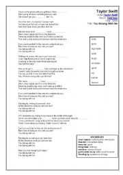 English Worksheet: Taylor Swift (You Belong With Me)