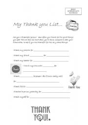 English worksheet: Thanksgiving wish