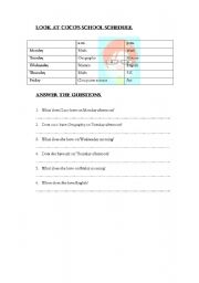 English worksheet: Coco`s schedule