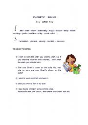 English worksheet: phonetic sound /ʃ/  AND /ʒ/