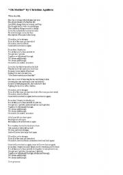 English worksheet: Oh Mother by Christina Aguilera