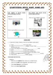 English Worksheet: Much, many , some, any