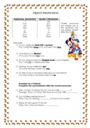 English Worksheet: Object pronouns