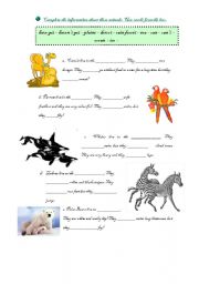 English worksheet: Animals!