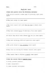 English Worksheet: Passive voice test