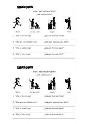 English worksheet: Shadows (Present Continuous)