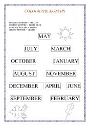 English worksheet: colour the months
