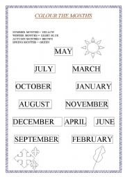 English Worksheet: colour the months