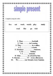 English Worksheet: simple present