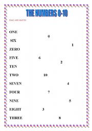English worksheet: the numbers 0-10