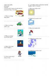 English worksheet: Activties and weather worksheet