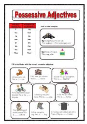 English Worksheet: POSSESSIVE ADJECTIVES