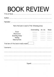 English worksheet: Book review