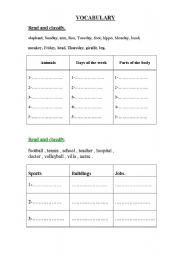 English worksheet: Vocabulary