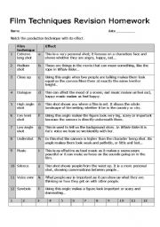 Film Techniques Revision