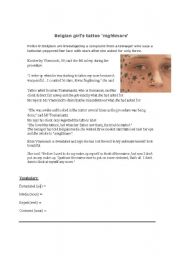 English Worksheet: Tattoo Girl news story (BBC) Story & Questions