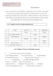 English worksheet: To be - nations, capitals and languages