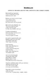 English Worksheet: Bleeding Love - song word order