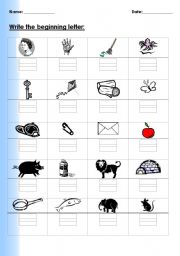 English worksheet: The beginning letter