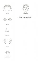 English worksheet: Draw your own head