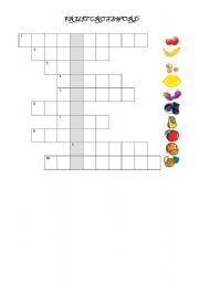 English worksheet: Fruit Crossword