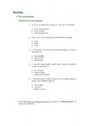 English Worksheet: Recycling