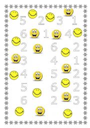 English worksheet: Numbers 1 to 6 - Listen and colour!