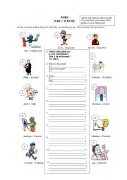 English worksheet: Jobs and related vocabulary