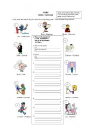English Worksheet: Jobs and related vocabulary