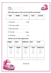 English Worksheet: five senses