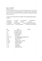 English Worksheet: Use of affixes