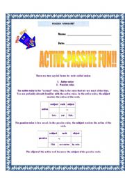 English Worksheet: Active-Passive FUN!!!