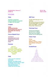 English Worksheet: different poems