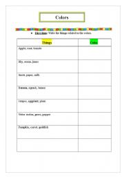 English Worksheet: Colors