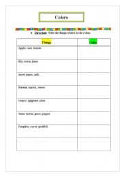 English worksheet: Colors