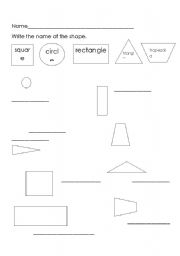 English worksheet: shape names