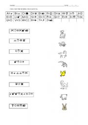 English worksheet: FIND OUT THE ANIMALS - CODES