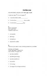 English Worksheet: For since ago