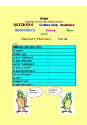 English worksheet: Shopping list