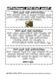 English Worksheet: restaurant role play cards 1