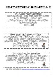 English Worksheet: role play cards 2 - RESTAURANT 