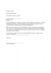 English worksheet: Letter home to ESL Parents