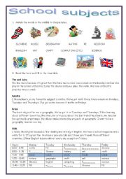 English Worksheet: School subjects