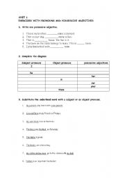 English worksheet: pronouns and possessive adjectives