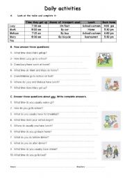 English Worksheet: Daily activities