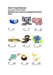 English worksheet: Short Vowel Practice