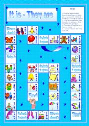 English Worksheet: It is - They are Boargame