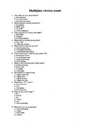English Worksheet: multiple choice
