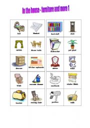 English Worksheet: In the house - furniture and more 1