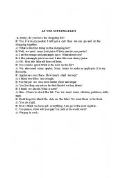 English Worksheet: at the supermarket